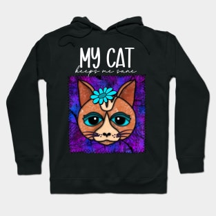 Cute Funny Cat With Flower In A Patch-style Hoodie